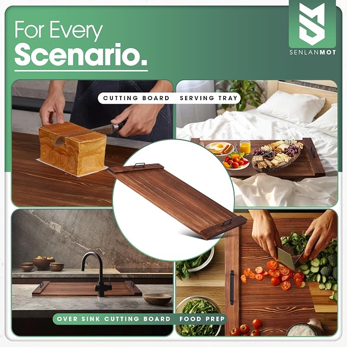 Electric & Gas Stove Top Cover Noodle Board – Large Pine Stovetop Cover & Decorative Tray with Handles – Multi-Functional Kitchen Cutting Board & Modern Home Accessories 30.3"x21.7" (1 Pc)