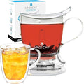 GROSCHE Aberdeen Smart Tea Maker BPA-Free Tea Infuser 34 oz + 16 oz Mug Set | Drip-Free Bottom Dispenser, Coaster, Easy Brewing, Simple Cleanup, Tritan Build, Loose-Leaf Steeping, Stylish Design