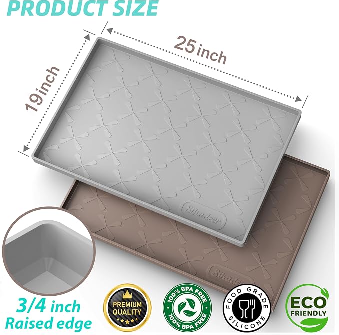 Waterproof Under Sink Mat Silicone 25"x19", Kitchen Cabinet Liner | BPA-Free Silicone Mat with Raised Lip Protects Cabinets from Leaks, Versatile Home Organizer for Bathroom, Pets, Boots, Floor