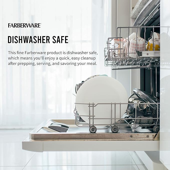 FARBERWARE Large Cutting Board, Dishwasher- Safe Plastic Chopping Board for Kitchen with Easy Grip Handle, 11in by 14in, White