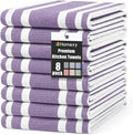 Homaxy Premium Cotton Stripe Kitchen Towels 8 Pack, 18"x 28", Purple | Large 380 GSM Kitchen Hand Towels, Soft Terry Dish Towels, Highly Absorbent Tea Towel Set with Hanging Loop