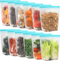 12 Pack Reusable Gallon Freezer Bags Dishwasher Safe BPA Free | Extra Thick 1 Gallon Leakproof Food Storage Bags Plastic Ziplock Bags for Meal Prep Fruits Sandwich Snack
