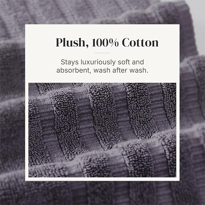 Modern Threads 6 Piece Bath Towel Set – Bathroom Set with 2 Bath Towels, 2 Hand Towels, and 2 Wash Cloths – 100% Cotton, Super Absorbent & Extra Soft – Reversible Classic Diamond (Purple)