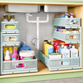 Under Sink Organizer, 2-Pack 3-Tier Height Adjustable Thickened Metal Pull out Cabinet Organizer Shelf, Slide out Storage Drawer Rack for Bathroom Kitchen Pantry Home Organization, LightBlue