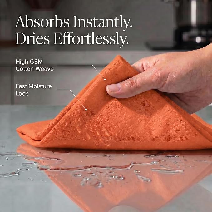 Urban Villa Kitchen Towels Cotton Dish Towels 20”x30” (Set of 6) Orange