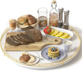 Oroyutor 16-Inch Oak Lazy Susan with Gold Rail and White Finish | Oak wood base, gold metal rail and smooth 360-degree rotation for dining tables, kitchen counters and spice storage.
