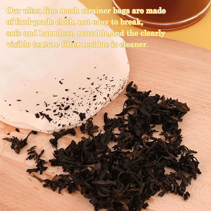 WMKGG Ultra Fine Mesh Strainer Bags, Reusable Mesh Filter Bags with Stainless Steel Handle Frame for Filter Single Tea, Coffee, Serving Juice and Kefir (Mini Size)