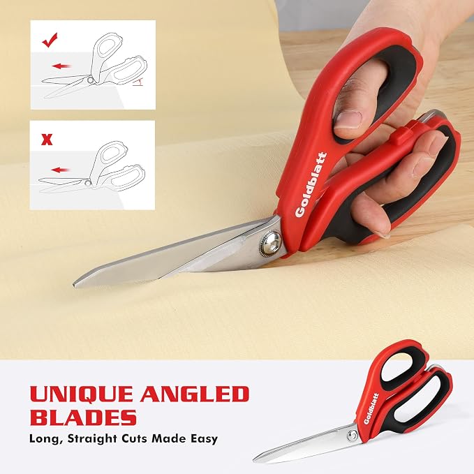 Goldblatt 3PCS Heavy Duty Scissors, Multipurpose Shop Scissors | Drop Forged Blades with Small Serrations, Comfortable Handle for Easy Cutting Cardboard, Wires, Leather, Fabric