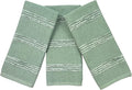 Sage Green Kitchen Hand Dish Towels, Set of 3, 100% Cotton, 18" x 28" | Modern Farmhouse Textured Stripe Weave, Oversized Dish Cloth, Soft & Absorbent, Quick Dry, Multipurpose Everyday Use