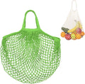 M METERXITY 1-Pack Cotton Mesh Bag, Reusable Washable Mesh Net String Grocery Bags, Reusable Produce Bags with Handle, Net Tote Bag for Fruits/Vegetables Shopping [Green, Short Handle]