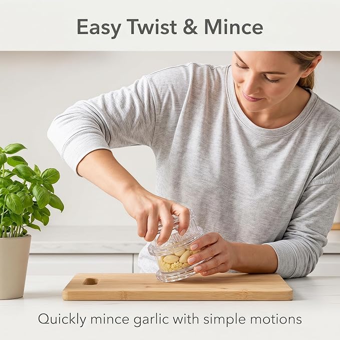 Transparent Manual Garlic Twist, Multi-Functional Mincer & Grinder for Onion, Garlic, Nuts, Ginger, Herbs, Impact Resistant Kitchen Gadget & Home Accessory (2pcs)