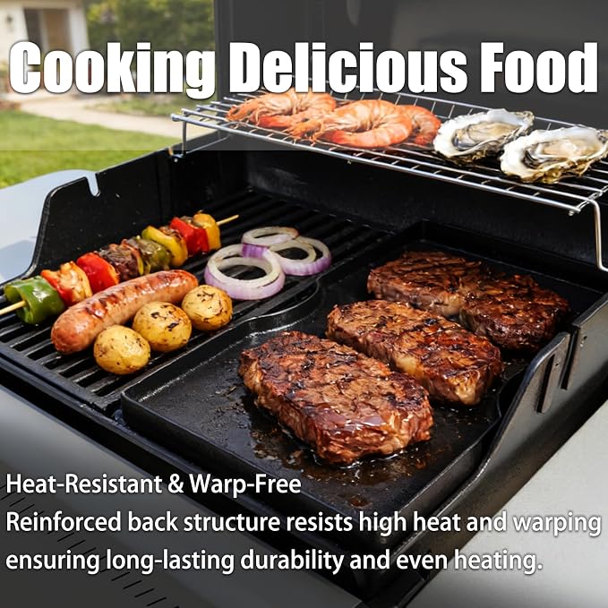 Grill Griddle for Weber Spirit 200 Series - Dual Sided Sear Parts for Weber Spirit 200 & GS4 Spirit II E210,Spirit II E220,17.5" Porcelain-Enameled Cast lron Thick Nonstick BBQ Griddle Pan