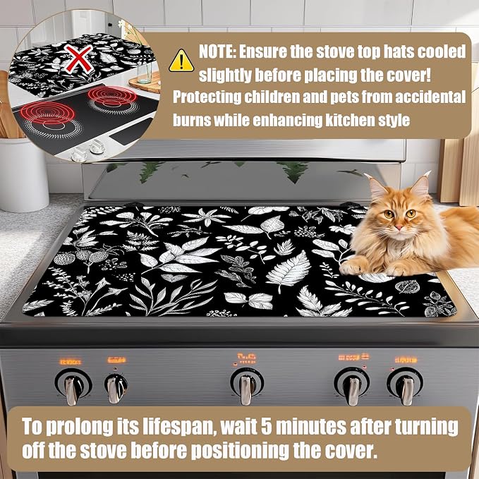 Herbs and Plants Stove Top Covers for Electric Stove, Electric Gas Stove Pad Heat Resistant Range Cooktop Protector for Home Decor Kitchen 28"x20"