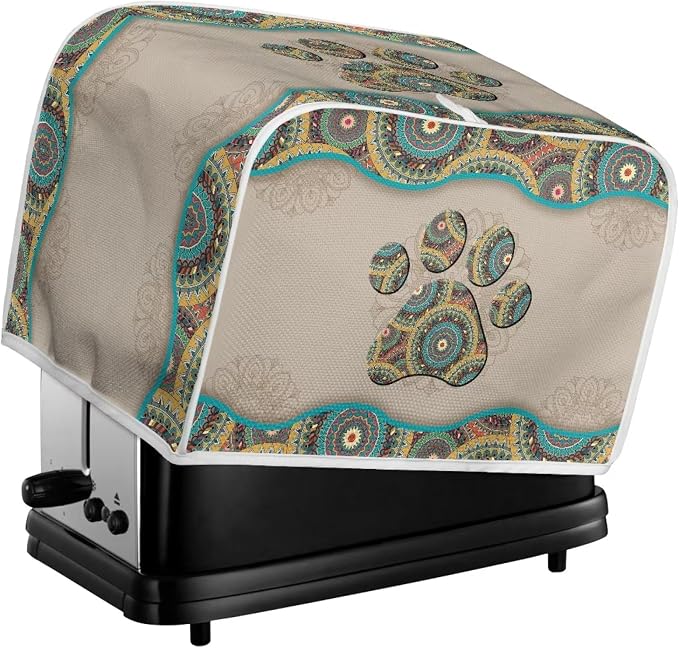 Boho Mandala Paw Printed 2 Slice Toaster Dust-proof Cover with Fingerprint Protection