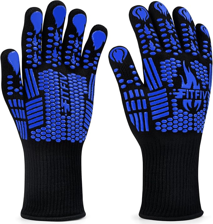 BBQ Gloves, 1472°F Heat Resistant with Silicone Grip Oven Mitts | Non-Slip Grip, for BBQ, Grilling, Oven, Smoker, Cooking and Baking