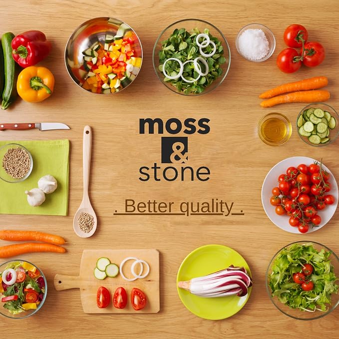 Moss & Stone Clear Glass Casserole Dish Set with Lids, Glass Baking Dishes | 3-Piece Borosilicate Glass Bakeware Set with Plastic Lids, 3 Round Baking Dishes for Oven, Microwave, Serving & Food Storage
