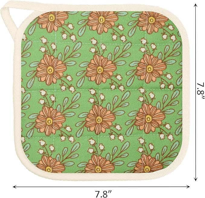 6 Pack Pot Holders 100% Cotton Heat Resistant Potholder, Machine Washable Pot Holder, Hot Pads, Table Pads for Cooking Baking (H)