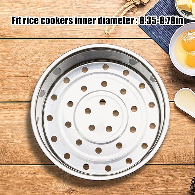 2Pcs Stainless Steel Metal Basket Round Steam Holder Tray Rack Stand Food Grade Steamer Steam Basket for Rice Cooker Warmer Kitchen Cookware for Vegetable, Fish, Meat (2 Sizes)