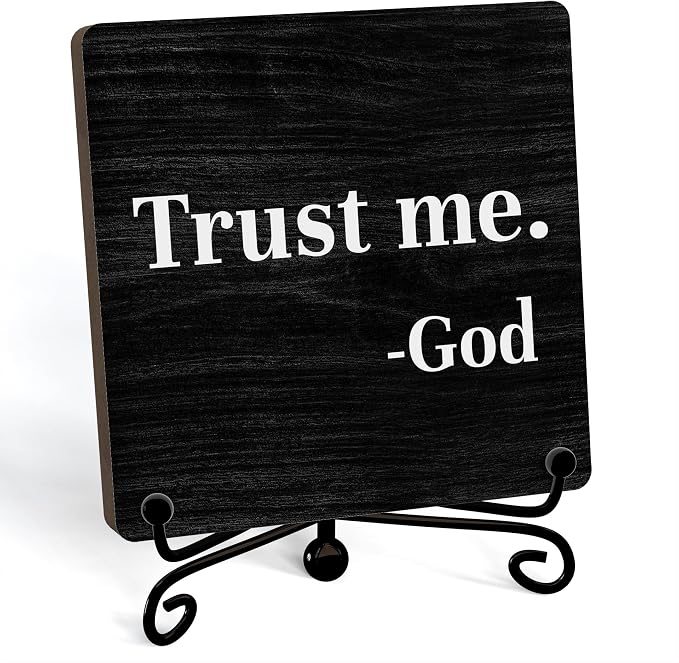 Home Decor, Farmhouse Shelf Decor For Living Room, Boho Aesthetic Table Decorations, Christian Gifts For Women Men, Entryway Tv Stand Fireplace Mantle Coffee Table Decoration (trust-03)