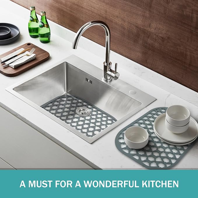 Silicone Kitchen Sink Protectors Mats - 12" 13" 14" 16" 18" 19" 21" 22" 24" 25" 26" 28" 30", Heat Resistant, Machine-wash (13”x11”, 2 Packs)