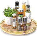 AMH 13-Inch Farmhouse Oak Lazy Susan Cabinet Organizer | Smooth rotating oak tray with walnut finish for dining tables, kitchen counters, pantries and cabinet storage.
