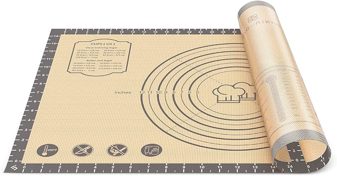 DANIA & DEAN 36"x24" Extra Thick Silicone Baking Mat for Pastry and Bread | Non-Slip & Non-Stick Mat with Measurements, for Pizza, Pie Crust, Dough Rolling, Pasta & Sourdough, Reusable Counter Sheet