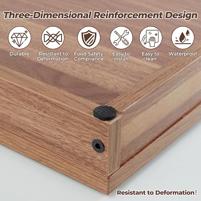 WOLKI Wooden Noodle Board Stove Top Cover For Gas Burners & Electric Stoves | 30"L x 22"W x 2.5"Th Heavy-Duty Stove Cover With Built-In Handles For RV Stoves, Serving Tray & Space Saver