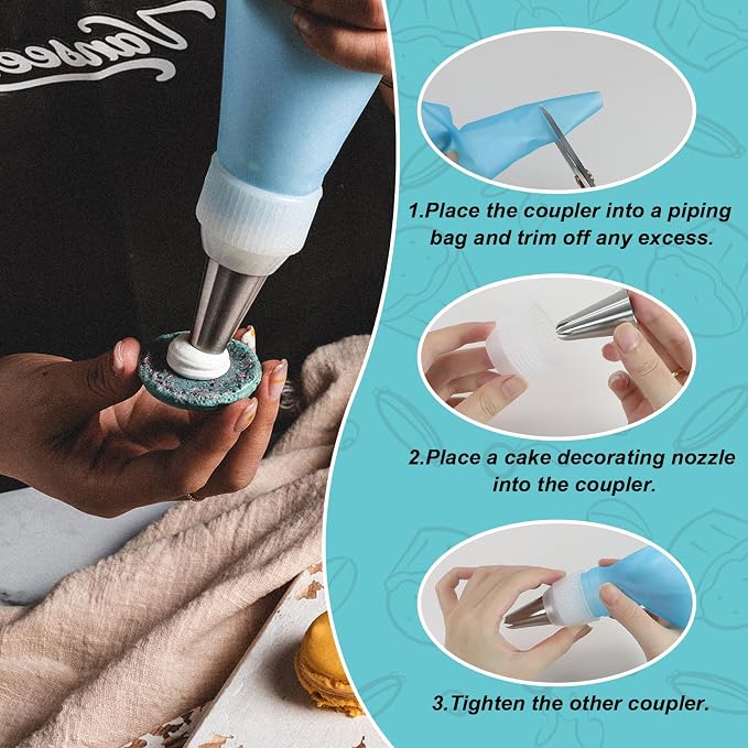 Large Piping Tips Set,Reusable Stainless Steel Icing Nozzles Kit | Cake Decorating Tips Set,Cake Decorating Tools, Frosting Icing Tips for DIY Pastry Dough, Cookie,Cupcake,Cake(1M 2D 2F 6B 2A)