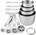 Measuring Cups and Spoons Set (8 Piece), Stainless Steel Measuring，4 Spoons, 4 Cups, Metal Measuring Cups for Cooking & Baking