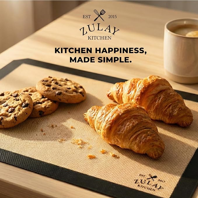 Zulay Kitchen Silicone Baking Mat Sheet 3-Pack (3 sizes) - Reusable Silicone Baking Sheet - Easy & Convenient Nonstick Baking Supplies - Silicone Mats for Baking - Baking Mat For Oven - (Dark Gray)