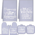 Sratte 6 Pcs Kitchen Decor Accessories Set, Kitchen, Dreamy Purple | Farmhouse Kitchen Towels Pot Holders Oven Mitts Set 2 Dish Towels 2 Potholders 2 Cooking Mittens for Baking Cooking Supply