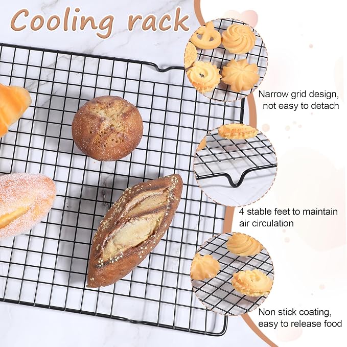 6 Packs Cooling Racks 16"x10" Baking Rack for Cooking and Baking Oven Wire Rack Cooling Drying Roasting Rack Heavy Duty Baking Rack for Roasting Cooking Grilling Drying
