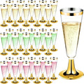 GuanQiao 200 Pack Plastic Champagne Flutes with Gold Rim Gold Bottom, 5.5 Oz Clear Disposable Plastic Champagne Glasses, Wine Glasses Cups for Wedding Celebration New Years Eve Party Supplies