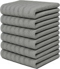 Premium Kitchen Towels 6 Pack 100% Cotton, 20"x28" - Grey Solid | Large 450 GSM Terry Dish Towel, Kitchen Hand Towels with Hanging Loop, Highly Absorbent for Washing and Drying Dishes