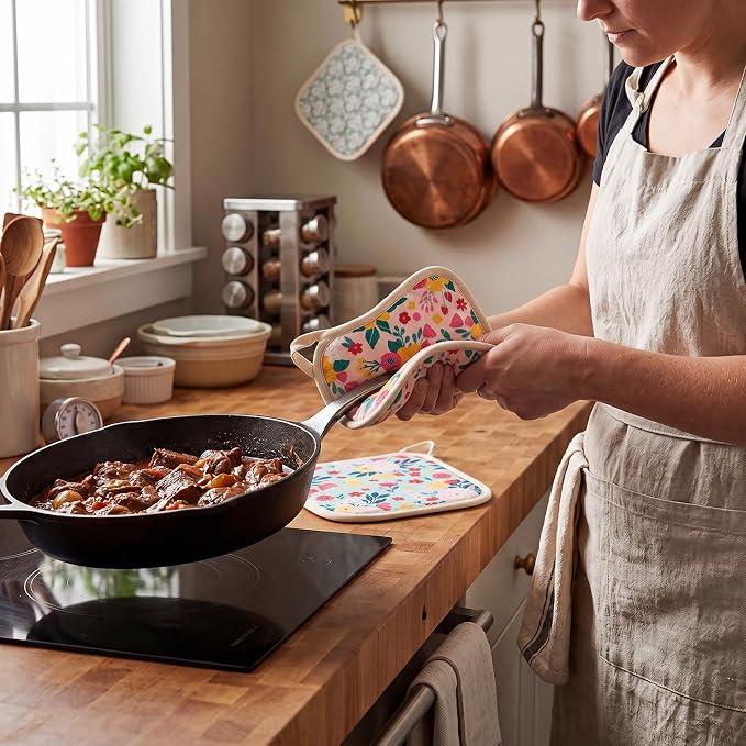 6 Pack Pot Holders 100% Cotton Heat Resistant Potholder, Machine Washable Pot Holder, Hot Pads, Table Pads for Cooking Baking (X)