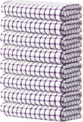 Kitinjoy Cotton 8 Pack Terry Kitchen Towels, Purple | 16 x 25 Inches Super Soft and Absorbent Dish Towels, Quick Drying hand towels for kitchen Drying