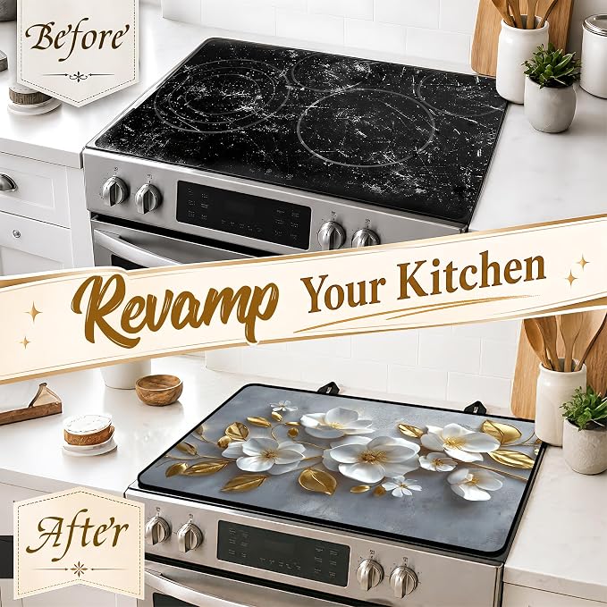 Stove Top Covers with A Non-slip Rubber Coating | protect Your Stove from Scratches, Extend Countertop Space, and Add A Classic Kitchen Touch