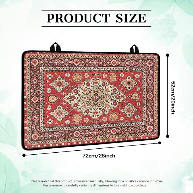 Vintage Red Boho Floral Stove Top Covers for Electric Stove, Bohemia Ethnic Style Glass Stovetop Cover with Lanyard Rug Carpet Pattern Countertop Protector Mat for Kitchen 28 x 20 Inch