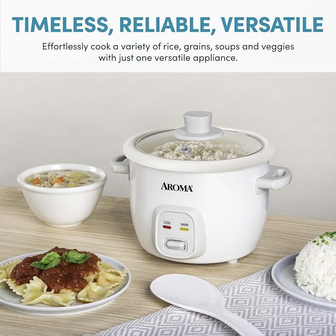 Aroma Housewares 4-Cups (Cooked) / 1Qt. Rice & Grain Cooker (ARC-302NG), White