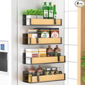 4 Pack Magnetic Spice Storage Rack Organizer for Refrigerator and Oven, Wood Fridge Organizers and Storage | Magnetic Shelves Heavy Duty for Fridge in Kitchen, Seasoning Storage Organizer, For Oven Washer and Dryer, For Heavier Items