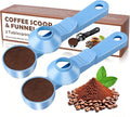 2-in-1 Coffee Scoop with Funnel, 2 Tbsp Measuring Spoon for Reusable K Cups, Ground Coffee, Protein Powder & Tea, Mess-Free Plastic Design（Light Biue-2pack）