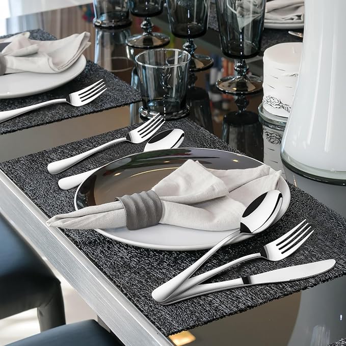Silverware Set for 6,30 Piece Stainless Steel Flatware Utensils Cutlery Set | Heavy Duty Steak Knife Fork and Spoon, Dishwasher Safe, Gift Package for Wedding Housewarming