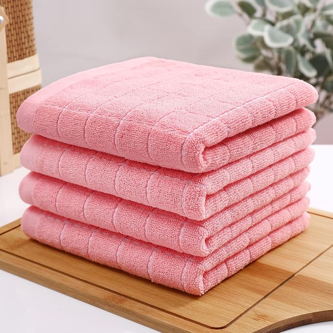 Homaxy 100% Cotton Terry Kitchen Towels, 18 Pack, Pink | Ultra Soft and Absorbent Dish Towels for Kitchen, Suitable for Drying and Washing Dishes