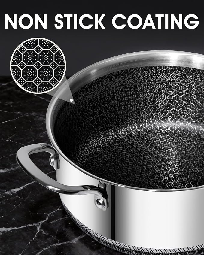 USELUCK Nonstick 5-QT Saucepan with Glass Lid,Stainless Steel Pot