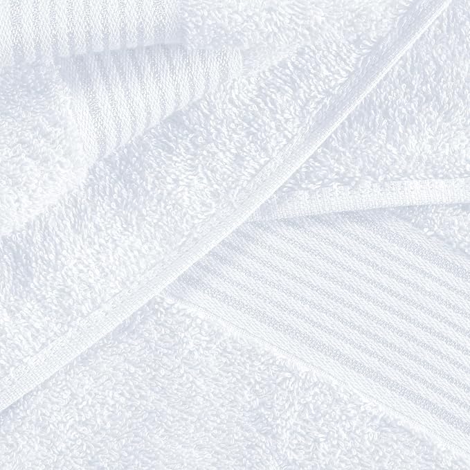 Ultra Soft 6 Pack Cotton Towel Set, Contains 2 Bath Towels 28x55 inch, 2 Hand Towels 16x24 inch & 2 Wash Coths 12x12 inch, Ideal Everyday use, Compact & Lightweight - White