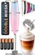 Zulay Kitchen Powerful Milk Frother Wand With Duracell Batteries - Ultra Fast Handheld Drink Mixer - Electric Whisk Foam Maker for Coffee, Lattes, Cappuccino & Matcha - Double Whisk - Lavender