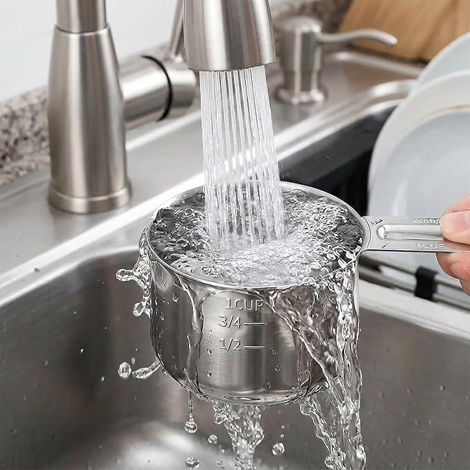 Measuring Cup, 1 Cup Stainless Steel spoon, Great for Wet and Dry Ingredients, Use as Dog Food Scoop,Dishwasher Safe