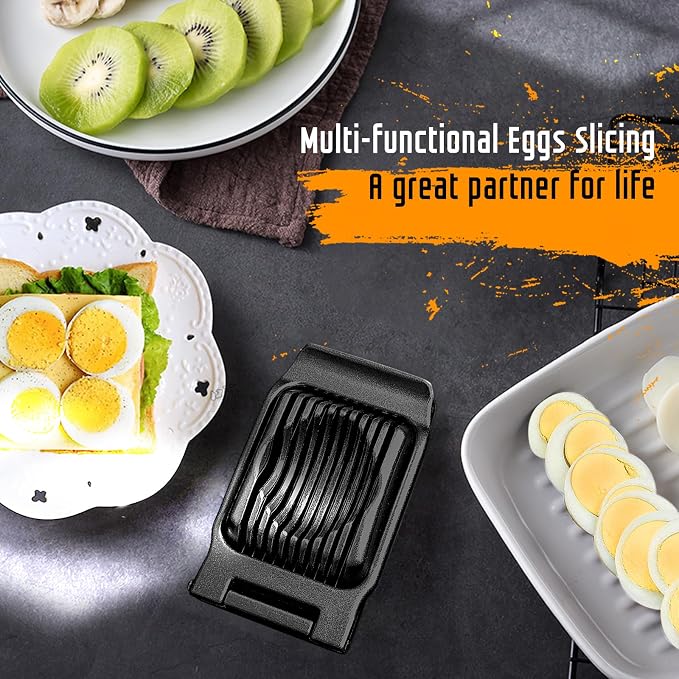 Multipurpose Heavy Duty Aluminium Egg Slicer, Stainless Steel Wire, Black | Not Dishwasher Safe, Rust Resistant, Egg Cutter for Hard Boiled Eggs, Soft Food and Soft Fruit, Salads, Butter, Cheese, Spam