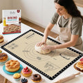 Extra Thick Silicone Baking Mat with 10 Easy Recipes,Silicone Mat for Baking, Non Stick Pastry Mat for Dough Rolling, Macaron, Cookie, bread, Pizza, Fondant/Pie Crust, Oven& Dishwasher Safe