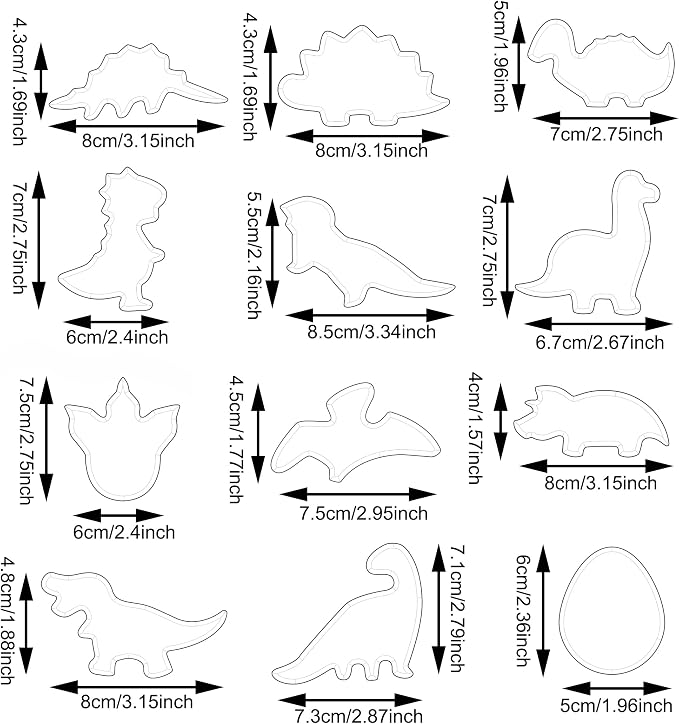 MrCookie Small Sizes Dinosaur Cookie Cutters Set,Stainless Steel.